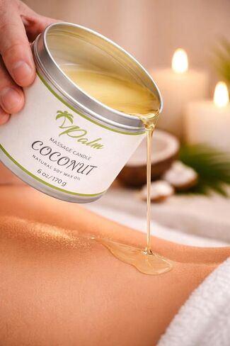 Palm Massage Oil Candle, Coconut Oil Natural Soy Wax 6 Oz in Saudi Arabia