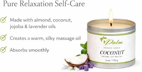 Palm Massage Oil Candle, Coconut Oil Natural Soy Wax 6 Oz in Saudi Arabia
