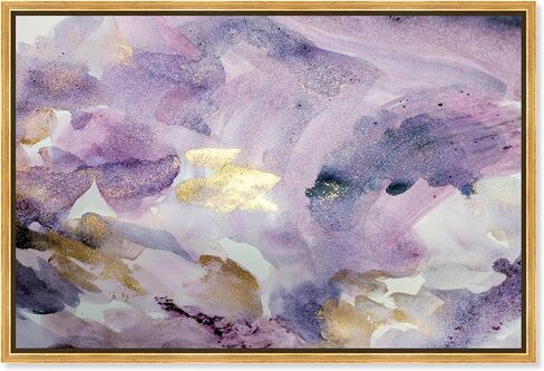 The Oliver Gal Artist Co. Abstract Framed Wall Art Canvas Prints 'Carried Away Amethyst' Watercolor Home Décor, 45" x 30", Purple, Gold in Saudi Arabia