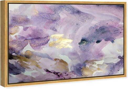 The Oliver Gal Artist Co. Abstract Framed Wall Art Canvas Prints 'Carried Away Amethyst' Watercolor Home Décor, 45" x 30", Purple, Gold in Saudi Arabia
