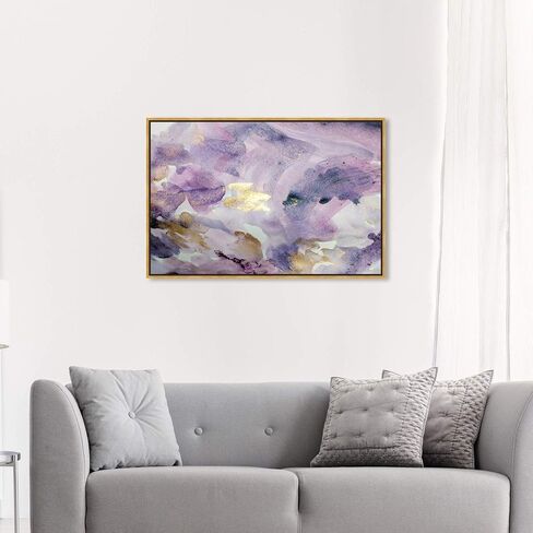 The Oliver Gal Artist Co. Abstract Framed Wall Art Canvas Prints 'Carried Away Amethyst' Watercolor Home Décor, 45" x 30", Purple, Gold in Saudi Arabia