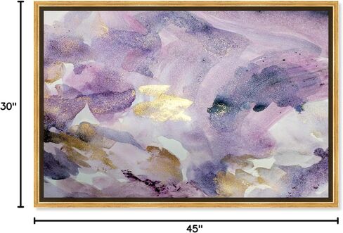 The Oliver Gal Artist Co. Abstract Framed Wall Art Canvas Prints 'Carried Away Amethyst' Watercolor Home Décor, 45" x 30", Purple, Gold in Saudi Arabia