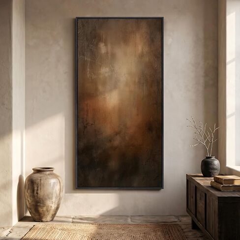 Large Framed Brown Black Abstract Wall Art, Modern Vertical Canvas Prints Paintings Artwork for Walls, Moody Contemporary Pictures Wall Decor for Hallway Living Room Bedroom Dining Room, 30x60 In in Saudi Arabia