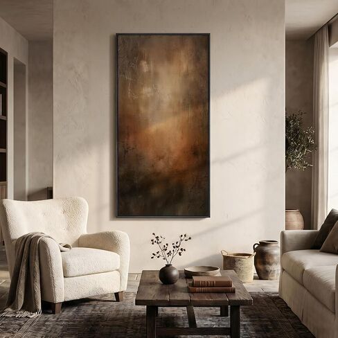Large Framed Brown Black Abstract Wall Art, Modern Vertical Canvas Prints Paintings Artwork for Walls, Moody Contemporary Pictures Wall Decor for Hallway Living Room Bedroom Dining Room, 30x60 In in Saudi Arabia