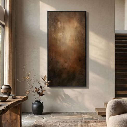 Large Framed Brown Black Abstract Wall Art, Modern Vertical Canvas Prints Paintings Artwork for Walls, Moody Contemporary Pictures Wall Decor for Hallway Living Room Bedroom Dining Room, 30x60 In in Saudi Arabia