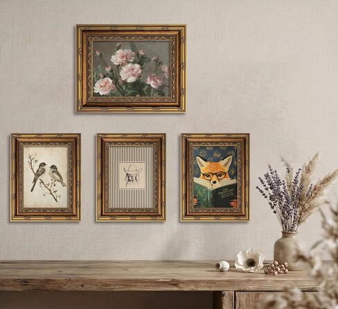 Vintage Gold Framed Reading Fox Canvas Wall Art Funny Animal Reading Painting Picture Dark Moody Farmhouse Decor Picture for Living Room Study Bedroom in Saudi Arabia