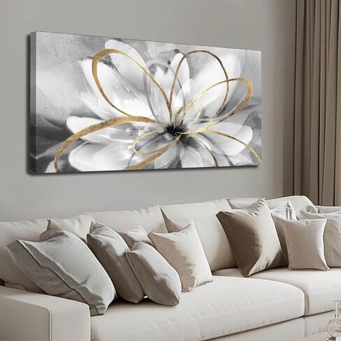 SOUGUAN Black and Grey Wall Decor Flower Art Work 20x40 Inch Line Paintings for Living Room Bedroom Office Wall Decorations in Saudi Arabia