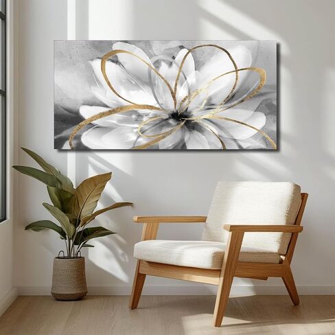 SOUGUAN Black and Grey Wall Decor Flower Art Work 20x40 Inch Line Paintings for Living Room Bedroom Office Wall Decorations in Saudi Arabia