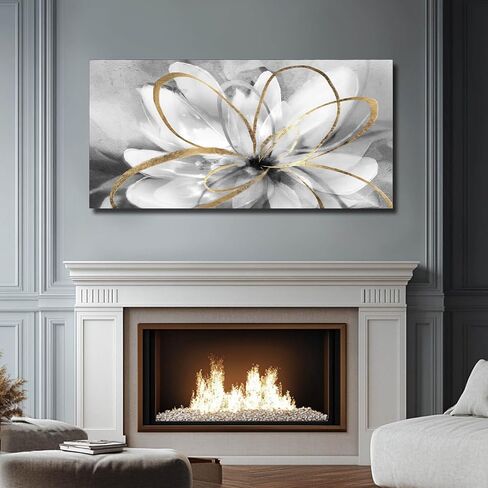 SOUGUAN Black and Grey Wall Decor Flower Art Work 20x40 Inch Line Paintings for Living Room Bedroom Office Wall Decorations in Saudi Arabia