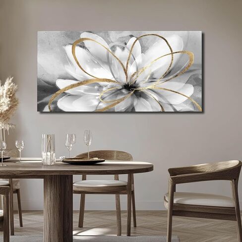SOUGUAN Black and Grey Wall Decor Flower Art Work 20x40 Inch Line Paintings for Living Room Bedroom Office Wall Decorations in Saudi Arabia