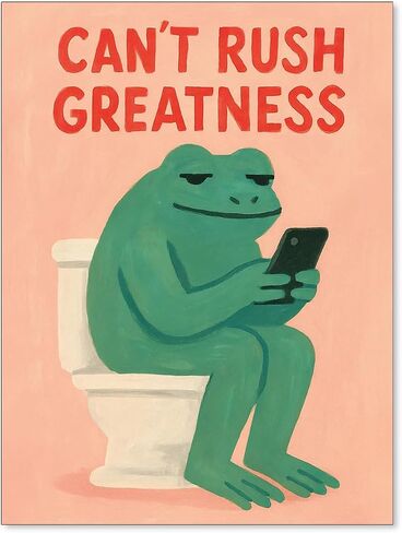 YYS Funny Bathroom Frog Animal Poster Positive Inspirational Quotes Wall Art Trendy Dopamine Aesthetic Canvas Prints for Bedroom Lavatory Wall Decor 12X16 inch Unframed in Kuwait