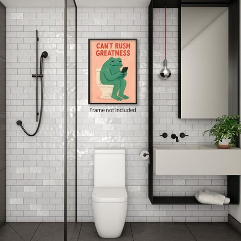 YYS Funny Bathroom Frog Animal Poster Positive Inspirational Quotes Wall Art Trendy Dopamine Aesthetic Canvas Prints for Bedroom Lavatory Wall Decor 12X16 inch Unframed in Kuwait