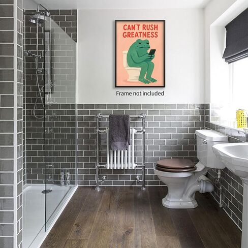 YYS Funny Bathroom Frog Animal Poster Positive Inspirational Quotes Wall Art Trendy Dopamine Aesthetic Canvas Prints for Bedroom Lavatory Wall Decor 12X16 inch Unframed in Kuwait