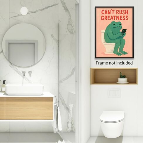 YYS Funny Bathroom Frog Animal Poster Positive Inspirational Quotes Wall Art Trendy Dopamine Aesthetic Canvas Prints for Bedroom Lavatory Wall Decor 12X16 inch Unframed in Kuwait