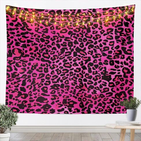 jejeloiu Kids Hot Pink Leopard Tapestry Medium 59"x59" Animal Print Wall Hanging Blanket for Boys Girls Teens Cheetah Wall Art Lightweight Women Men Safari Bedroom Decor in Kuwait