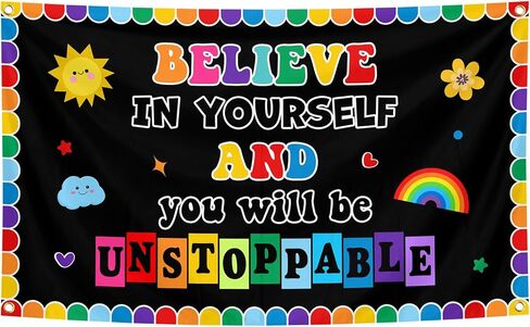 Believe in Yourself Motivational Tapestry 3x5 Ft Decoration for Classroom School Bedroom Room Wall Aesthetic Decor in Kuwait