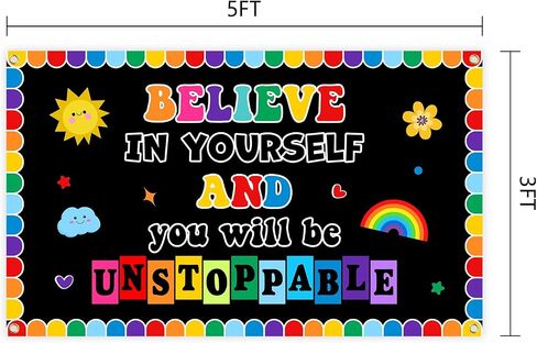 Believe in Yourself Motivational Tapestry 3x5 Ft Decoration for Classroom School Bedroom Room Wall Aesthetic Decor in Kuwait