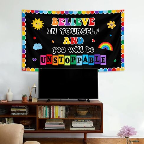 Believe in Yourself Motivational Tapestry 3x5 Ft Decoration for Classroom School Bedroom Room Wall Aesthetic Decor in Kuwait