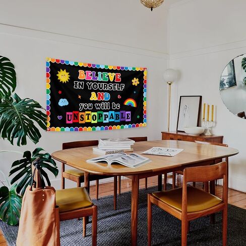 Believe in Yourself Motivational Tapestry 3x5 Ft Decoration for Classroom School Bedroom Room Wall Aesthetic Decor in Kuwait