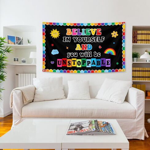 Believe in Yourself Motivational Tapestry 3x5 Ft Decoration for Classroom School Bedroom Room Wall Aesthetic Decor in Kuwait