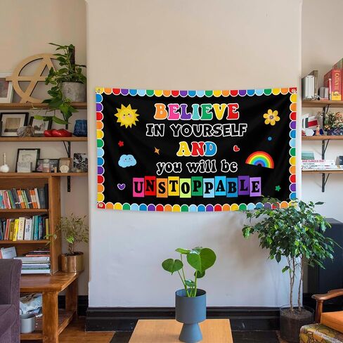 Believe in Yourself Motivational Tapestry 3x5 Ft Decoration for Classroom School Bedroom Room Wall Aesthetic Decor in Kuwait