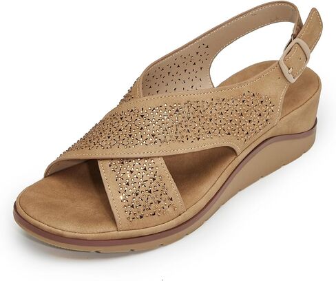 Dressy Womens Sandals with 1.81-Inch Wedge Heel – Elegant Wedge Sandals for Women, Comfortable Summer Shoes for Women, Sparkly Slingback Sandals in Saudi Arabia