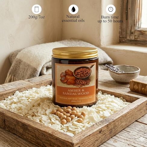 Soy Candles for Home Scented, 4-Pack Gift Set | Amber Sandalwood and Apple Vanilla, 50 Hour Long Burn, Cotton Wick, Aromatherapy, Gifts for Women Mom Birthday Christmas in Kuwait