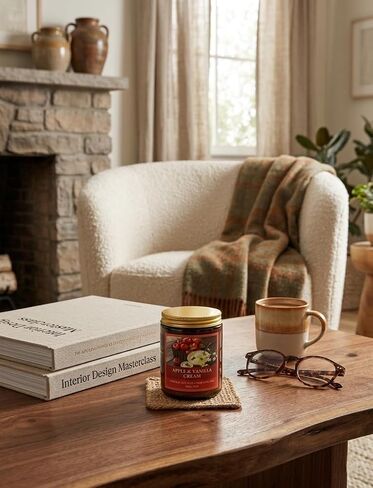 Soy Candles for Home Scented, 4-Pack Gift Set | Amber Sandalwood and Apple Vanilla, 50 Hour Long Burn, Cotton Wick, Aromatherapy, Gifts for Women Mom Birthday Christmas in Kuwait