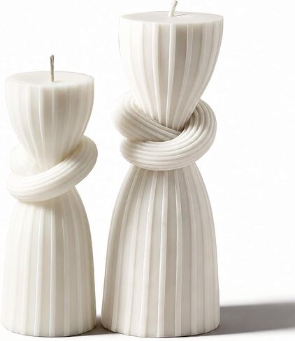 2PCS Hourglass Pillar Candles Set,Soy Wax Orchids Scented Pillar Candles,Cylindrical Tall Pillar Candle,Elegant Bubble Aesthetic Candle Housewarming Gift Home Room Shelf Decor Idea(White) in Saudi Arabia