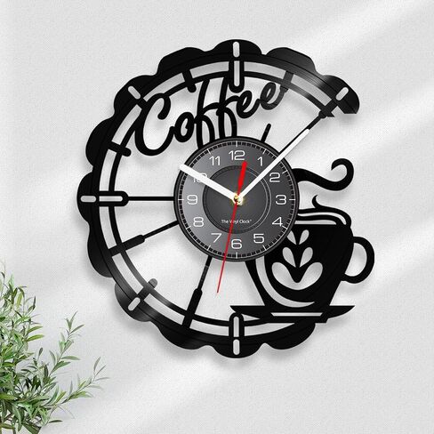 12 Inch Kitchen Vinyl Record Wall Clock with 7 Colors Adjustable, Kitchen Clock Wall Decorative Vintage Silent Non Ticking Coffee Bar Wall Decor for Kitchens Coffee Shop in Kuwait