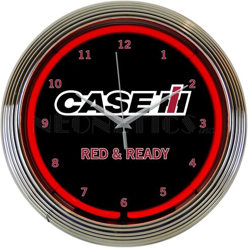 Case IH International Harvester Red and Ready Neon Clock 15 Inch Diameter with Chrome Rim and Red Neon – 8CASEC in Saudi Arabia