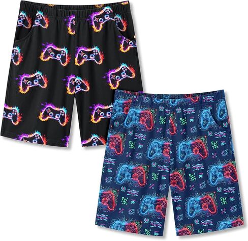 Boys Pajama Shorts 2 Pack Summer Pajama Pants Soft Sleep Shorts for Boys Lounge Short with Pockets Size 9-14 in Saudi Arabia
