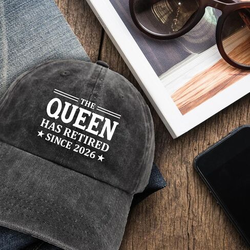 Funny Retired 2026 Printed Hat - The Queen Has Retired Since 2026 - Women's Adjustable Washed Cotton Baseball Cap - Retirement Gifts for Mom Grandma Boss Lady White in Saudi Arabia