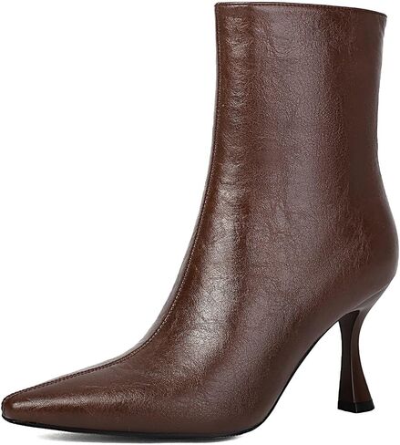XIEDA Ankle Boots for Women Stiletto High Heel Booties | Pointed Toe Boots,Side Zipper,Dress Boots,Work Office Formal,Trendy for Fall Winter in Saudi Arabia