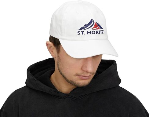 St Moritz Vintage Baseball Hat - Classic Ski Resort Embroidery - Adjustable Fit - Retro Apres Ski Style - Cotton, Timeless Color in Kuwait