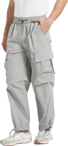 Men's Loose Fit Cargo Pants Fashion Casual Parachute Pant Harem Joggers with Elastic Pockets in Saudi Arabia