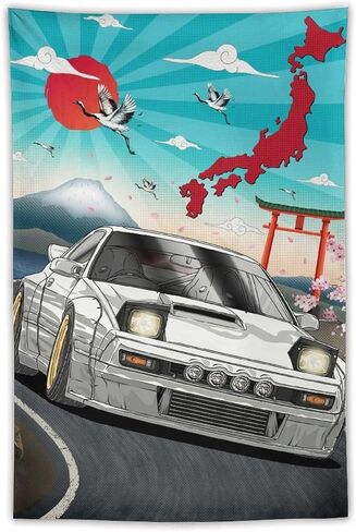JDM Car Rx7 Automotive Art Tapestry Wall Hanging for Bedroom Aesthetic Art Home Decor Dorm Classroom Living Room Tapestries 40"x60" in Saudi Arabia