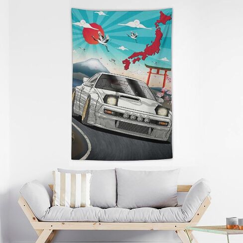 JDM Car Rx7 Automotive Art Tapestry Wall Hanging for Bedroom Aesthetic Art Home Decor Dorm Classroom Living Room Tapestries 40"x60" in Saudi Arabia