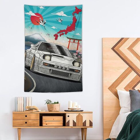 JDM Car Rx7 Automotive Art Tapestry Wall Hanging for Bedroom Aesthetic Art Home Decor Dorm Classroom Living Room Tapestries 40"x60" in Saudi Arabia