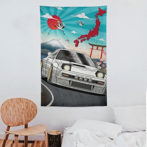 JDM Car Rx7 Automotive Art Tapestry Wall Hanging for Bedroom Aesthetic Art Home Decor Dorm Classroom Living Room Tapestries 40"x60" in Saudi Arabia