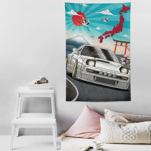 JDM Car Rx7 Automotive Art Tapestry Wall Hanging for Bedroom Aesthetic Art Home Decor Dorm Classroom Living Room Tapestries 40"x60" in Saudi Arabia