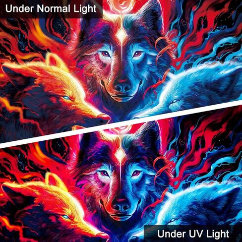WEBEEDY Blacklight Wolf Tapestry UV Reactive Glow In The Dark Animal Tapestry Wall Hanging Blacklight Wolf Posters Backdrop for Gamer Room Bedroom Living Room Home Decor, 59x51 Inches in Kuwait