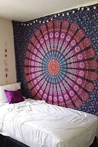 Marubhumi Indian Roundie Mandala Tapestry Hippie Hippy Wall Hanging, Bohemian Queen Wall Hanging Tapestries, Beach Tapestry, Purple, King Size, 85 X 105 Inch in Saudi Arabia