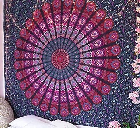 Marubhumi Indian Roundie Mandala Tapestry Hippie Hippy Wall Hanging, Bohemian Queen Wall Hanging Tapestries, Beach Tapestry, Purple, King Size, 85 X 105 Inch in Saudi Arabia