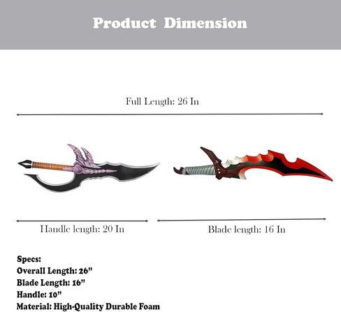 26’’ Fantasy 2-Piece Set Kasaka’s Venom Fang & Knight Killer S Leveling Foam Sword & Dagger for Cosplay, Collection, Roleplaying, Prop, Costume, Christmas in Saudi Arabia