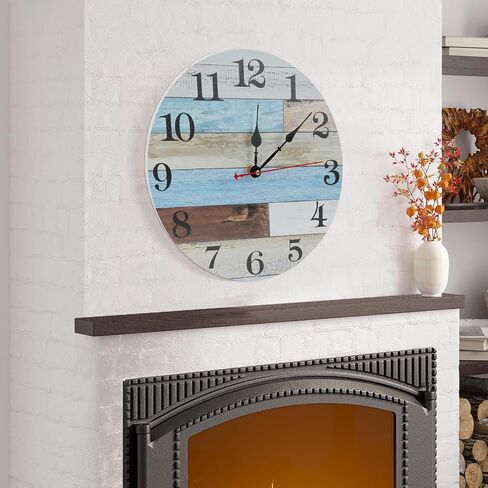 12.8 Inch Wooden Wall Clock, Silent Non Ticking Wall Clock Battery Operated, Decorative Rustic Clocks for Kitchen, Bathroom, Bedroom, Living Room in Saudi Arabia