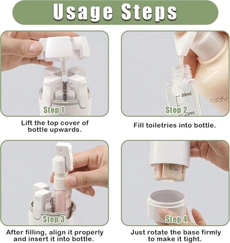 2 PCS 4 in 1 Travel Dispenser Bottle for Toiletries, Shampoo Lotion, Portable Refillable 4 in 1 Travel Bottle with Scale & Label, Leak Proof for Gym, Camping, Business Trips & Vacation (Green, White) in Saudi Arabia