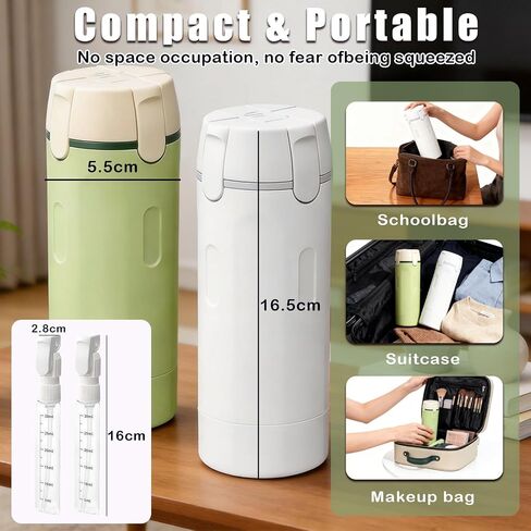 2 PCS 4 in 1 Travel Dispenser Bottle for Toiletries, Shampoo Lotion, Portable Refillable 4 in 1 Travel Bottle with Scale & Label, Leak Proof for Gym, Camping, Business Trips & Vacation (Green, White) in Saudi Arabia