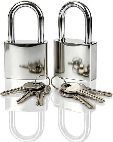 2 Pcs Small Locker Lock with 3 Keys Alike, Silver Lock Keyed Padlock, Luggage Padlocks for Travel Bags, Securing Luggage, Toolbox, Gym Locker - 32mm(1.25in) in Kuwait