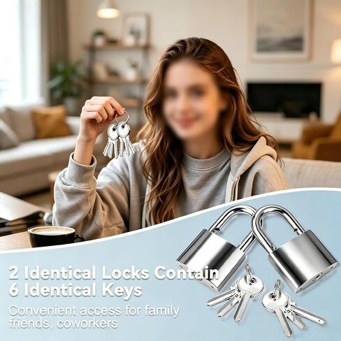 2 Pcs Small Locker Lock with 3 Keys Alike, Silver Lock Keyed Padlock, Luggage Padlocks for Travel Bags, Securing Luggage, Toolbox, Gym Locker - 32mm(1.25in) in Kuwait